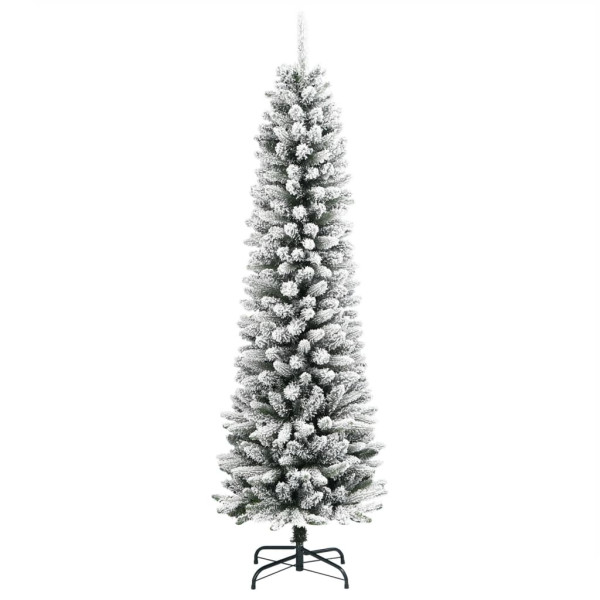 Árvore de Natal artificial fina com neve PVC e PE 180 cm M 2