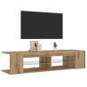 Mueble de TV luces LED madera roble artisan 135x39x30 cm 5