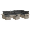 Set muebles jardín 9 pzas y cojines ratán sintético gris claro 2