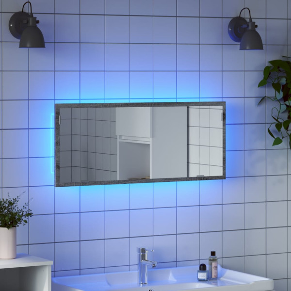 Espejo de baño LED madera ingeniería gris Sonoma 100x8.5x37 cm D