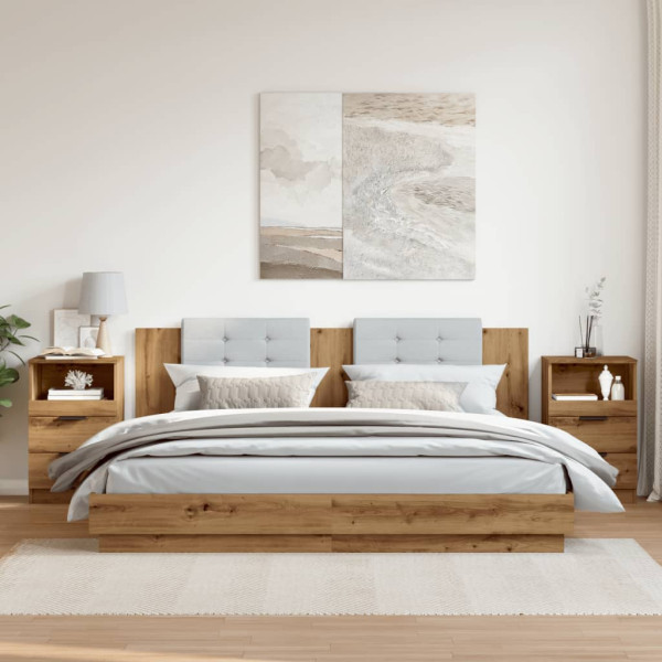 Mesitas noche 2 uds madera ingeniería roble artisan 40x36x65 cm M 4