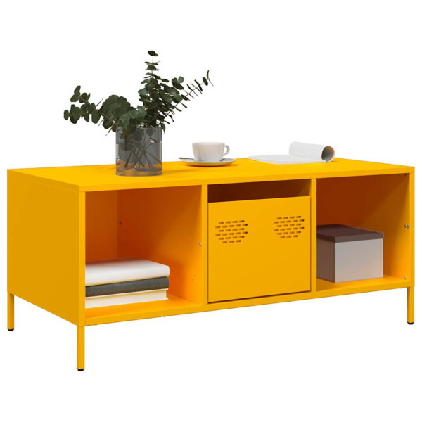 Mesa de centro acero laminado en frío amarillo 101.5x50x43.5 cm M 3