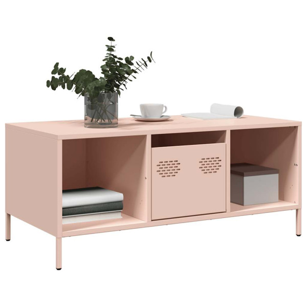 Mesa de centro acero laminado en frío rosa 101.5x50x43.5 cm M 3