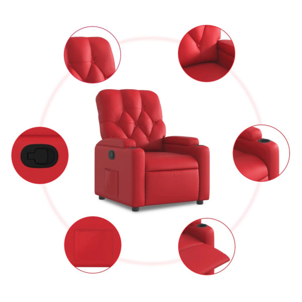 Sillón reclinable de cuero sintético rojo M 5