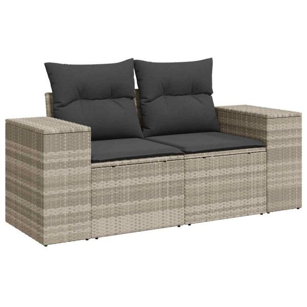 Set muebles jardín 9 pzas y cojines ratán sintético gris claro M 3