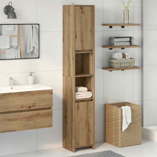 Armario de baño madera ingeniería roble artisan 30x30x183.5 cm M 3