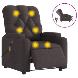 Sillón reclinable de masaje eléctrico tela marrón oscuro H