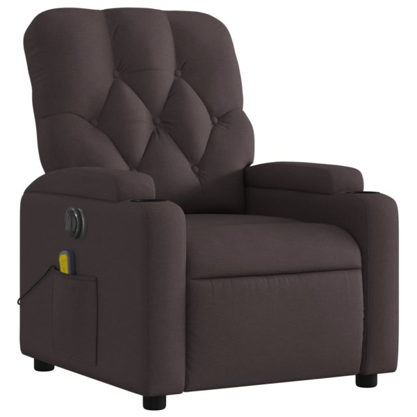 Sillón reclinable de masaje eléctrico tela marrón oscuro M 3