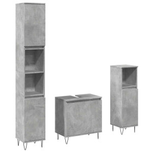 Set muebles de baño 2 piezas madera contrachapada gris hormigón H