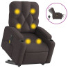 Sillón masaje eléctrico reclinable elevable tela marrón oscuro 2