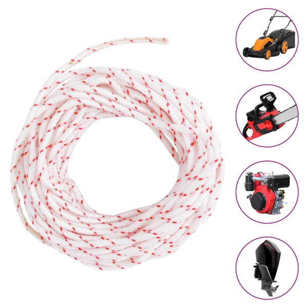 Cordón de arranque nailon blanco y rojo Ø3 mm 10 m M 3