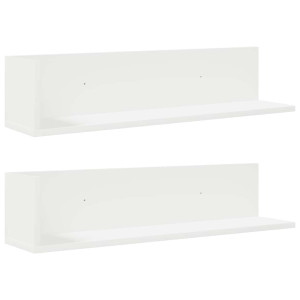 Estantes de parede 2pcs 75x16.5x16.5cm derivados madeira branco H