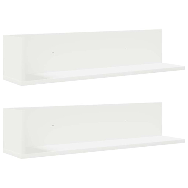 Estantes de parede 2pcs 75x16.5x16.5cm derivados madeira branco M 2