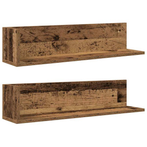 Estantes de pared 2 uds madera envejecida 75x16.5x16.5 cm H