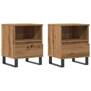 Mesitas de noche 2 uds madera roble artisian 40x35x50 cm H