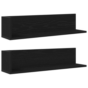 Estantes de parede 2 pcs 75x16.5x16.5cm derivados madeira preto H