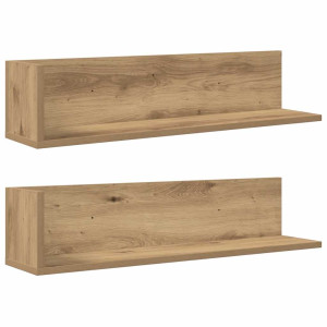 Estantes de pared 2 uds madera roble artisan 75x16.5x16.5 cm H