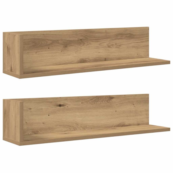 Estantes de pared 2 uds madera roble artisan 75x16.5x16.5 cm M 2