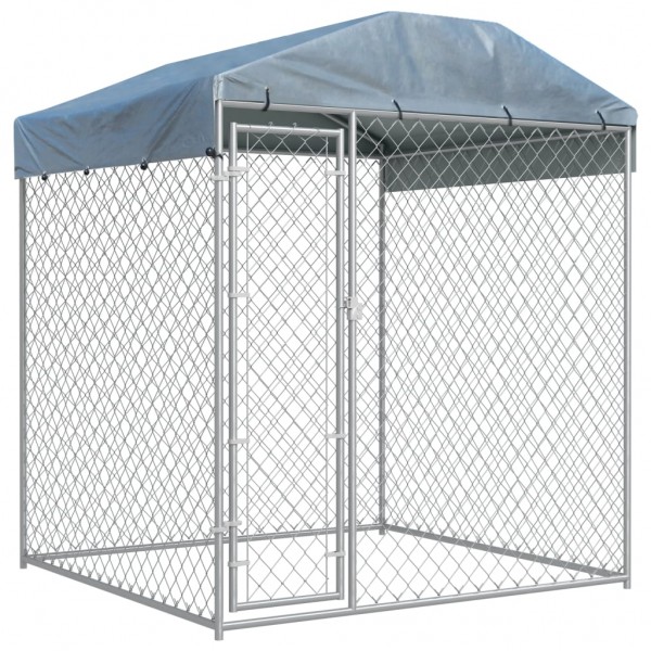 Perrera de exterior con toldo 193x193x225 cm D