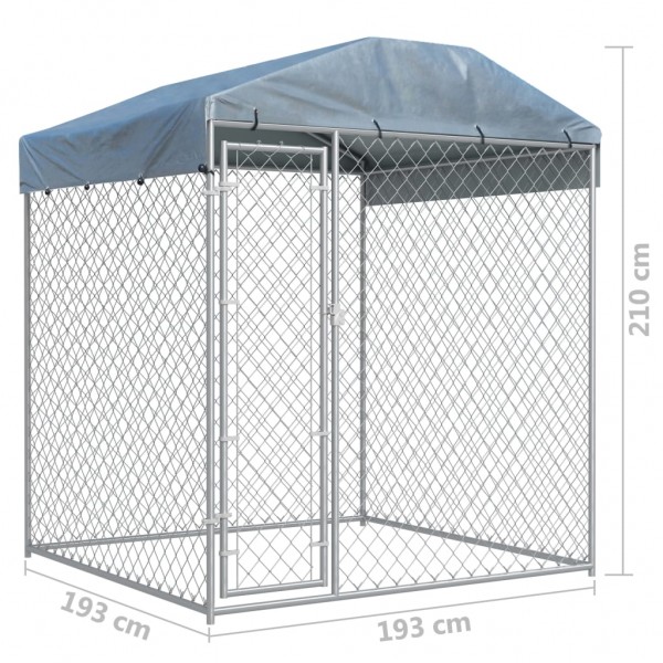 Perrera de exterior con toldo 193x193x225 cm M 5