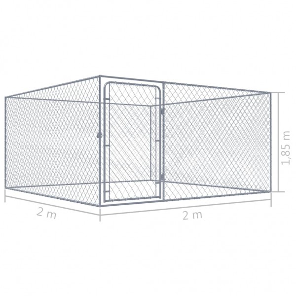 Canil de exterior em aço galvanizado 2x2x1 m M 5