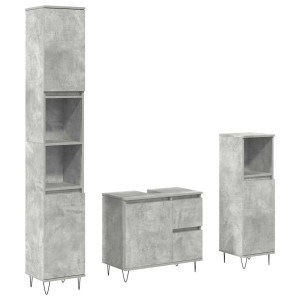 Set muebles de baño 2 piezas madera contrachapada gris hormigón H