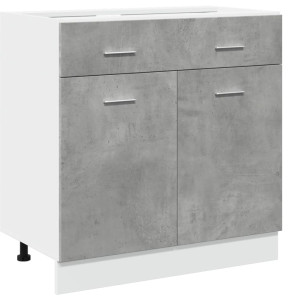 Armario inferior cajón contrachapada gris hormigón 80x46x81.5cm H