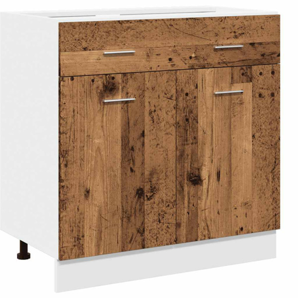 Armario inferior cajón madera envejecida 80x46x81.5 cm M 2