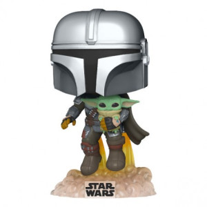 Funko pop estrela guerras o mandalorian voando com jato & bebê yoda 50959 H
