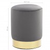 Taburete de terciopelo gris oscuro y dorado 4