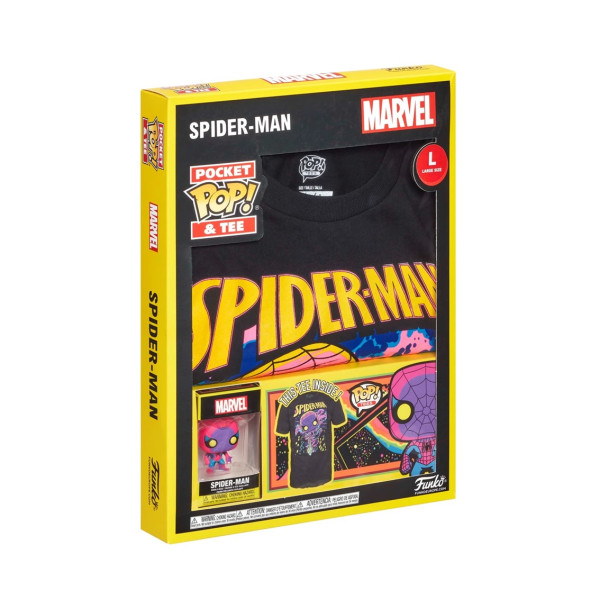 Pop & tee marvel spiderman black light funko + camiseta talla l M 2