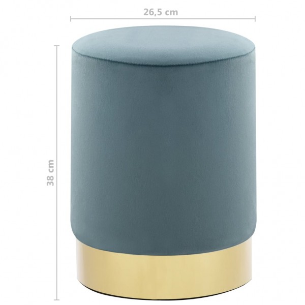 Taburete de terciopelo azul claro y dorado M 4