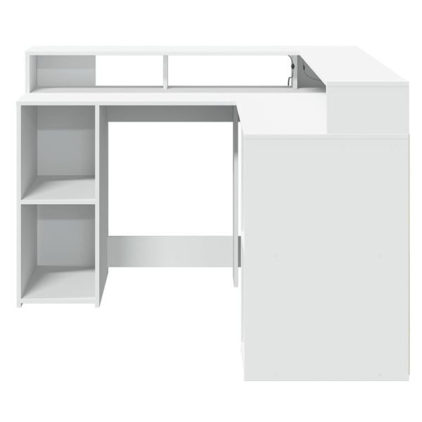 Escritorio con LED madera ingeniería gris hormigón 130x130x91cm D