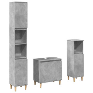 Set muebles de baño 2 piezas madera contrachapada gris hormigón H