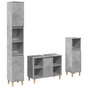 Set muebles de baño 2 piezas madera contrachapada gris hormigón H