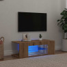 Mueble de TV luces LED madera roble artisan 90x39x30 cm 1