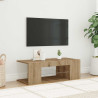 Mueble de TV luces LED madera roble artisan 90x39x30 cm 3