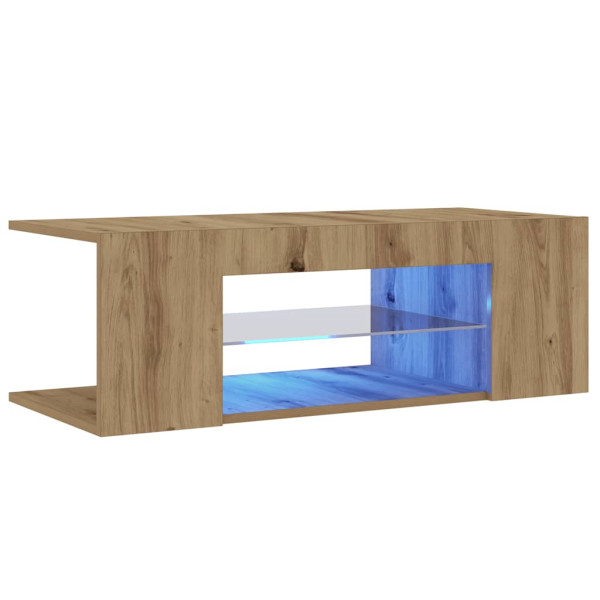 Mueble de TV luces LED madera roble artisan 90x39x30 cm M 5
