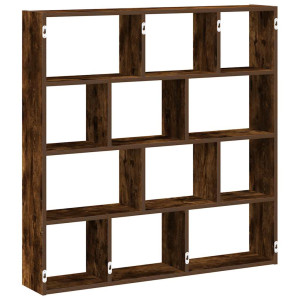 Estante cubo de pared 12 compartimentos madera roble ahumado H
