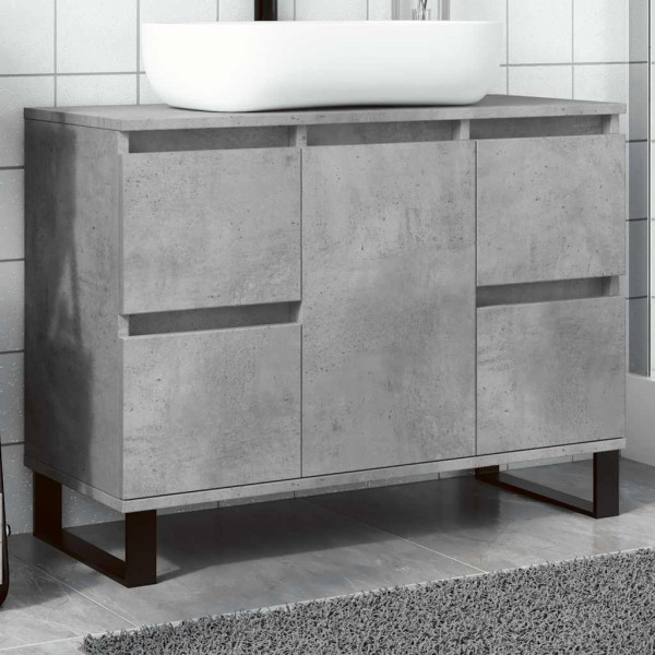 Mueble de lavabo madera de ingeniería gris hormigón 80x33x60 cm D