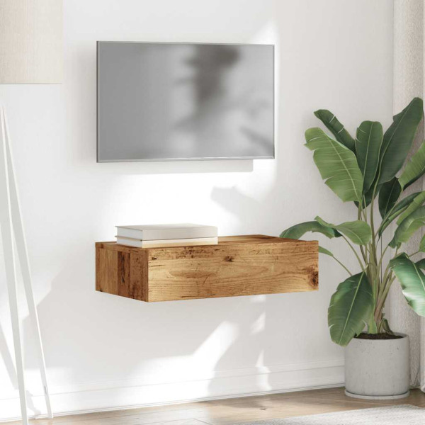 Mueble de TV con luces LED envejecida 60x35x15.5 cm M 5