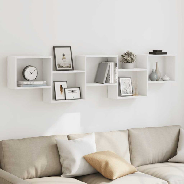 Estante cubo de pared 5 compartimentos madera ingeniería blanco M 3