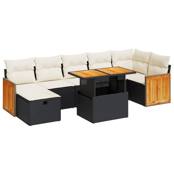Set de muebles de jardín 5 pzas y cojines ratán sintético negro M 2