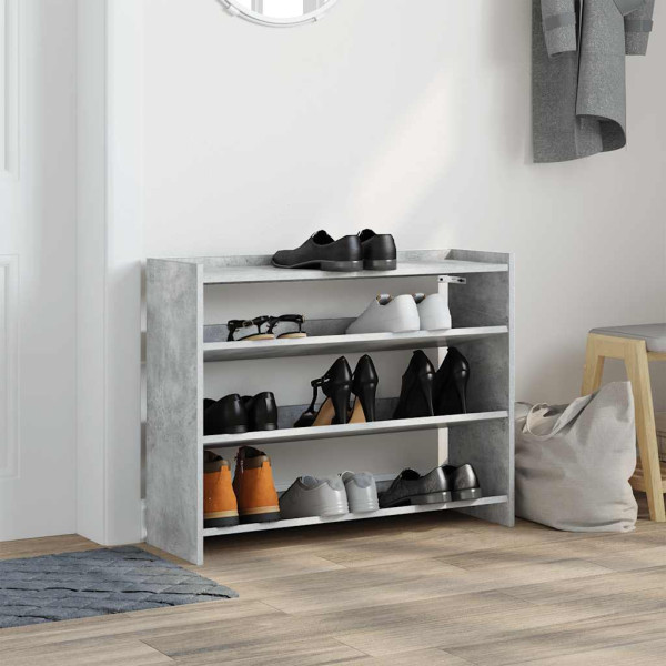 Mueble zapatero madera contrachapada gris hormigón 80x25x62 cm M 3