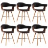 Cadeiras jantar 6 pcs couro artificial preto e madeira curvada 1