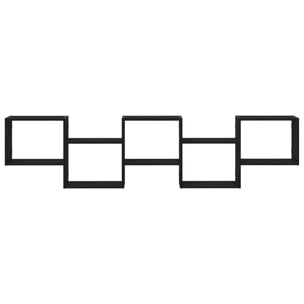 Estante cubo de pared 5 compartimentos madera ingeniería negro M 4