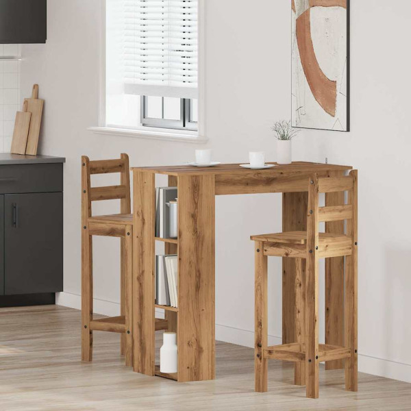 Mesa alta con estante madera roble artisan 102x50x103.5 cm M 3