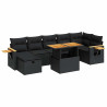 5 pcs conjunto sofás de jardim com almofadões vime PE preto 2