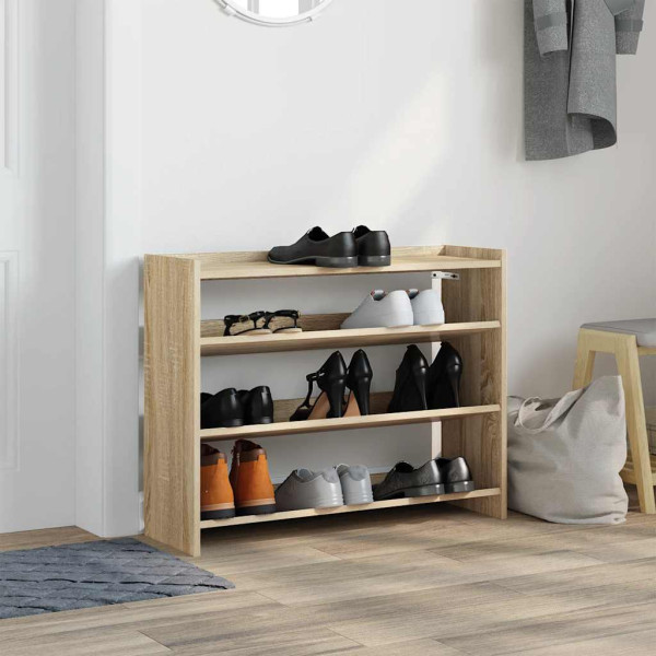 Mueble zapatero madera contrachapada roble sonoma 80x25x62 cm M 3