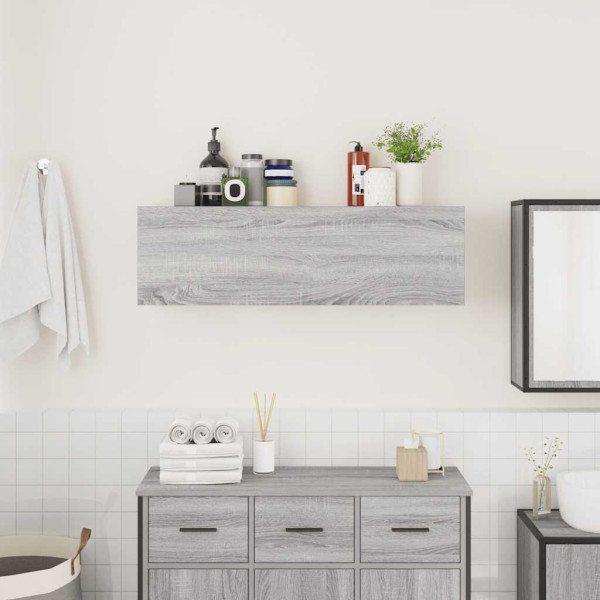 Armario de pared baño madera ingeniería gris sonoma 100x25x30cm M 3